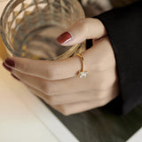 Small Square Ring Square Ring Opening Adjustable – Jewelry Gift Ideas — 2