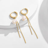 Freshwater Pearl Ear Button Long Tassels Fashion – Stylish Gifts — 4