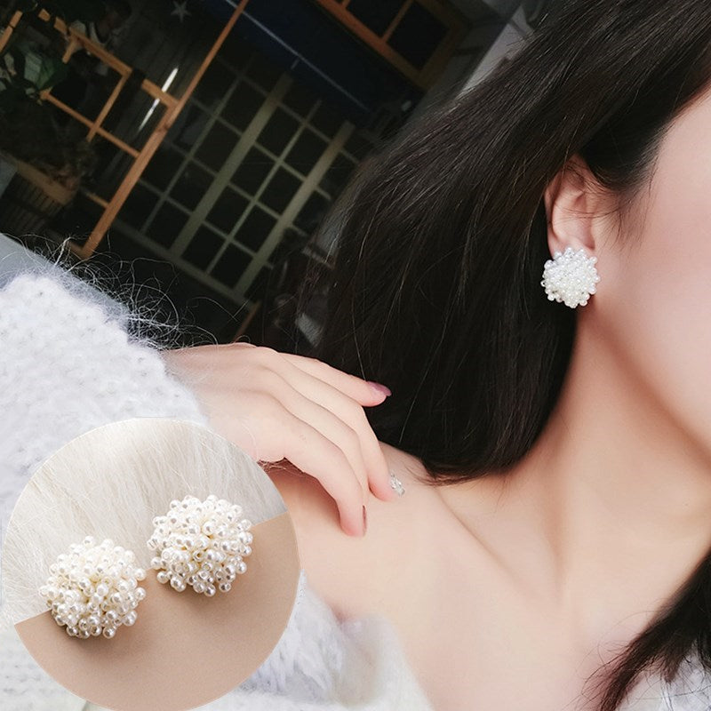 High-grade Pearl Net Red Beaded Flower Earrings – Stylish Gifts — 1