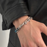 Double Blue Tigereye Titanium Steel Bracelet – Jewelry Gift Ideas — 7