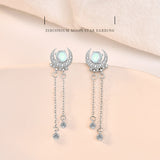 S925 Sterling Silver Long Elegant Bright Moon Star – Stylish Gifts — 1
