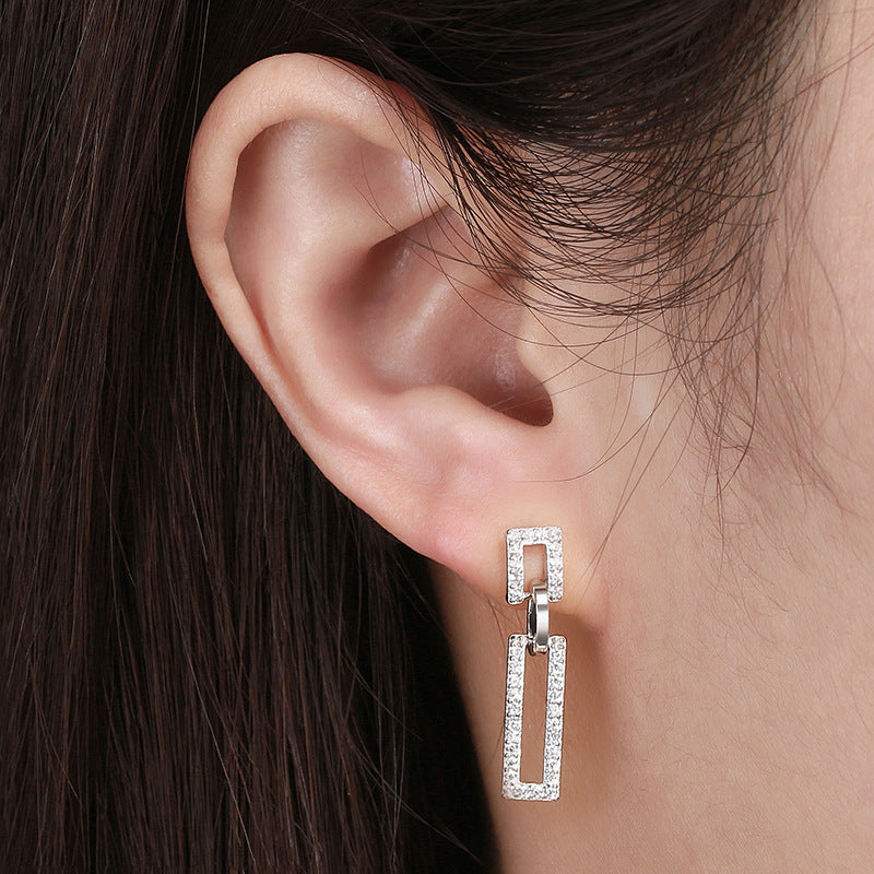 Sterling Silver Geometric Earrings Zircon – Holiday Gift Ideas — 1