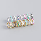 Women's Inlaid Cubic Zirconia Sterling Silver Stud – Gifts for Her — 17