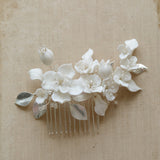 Porcelain Hair Comb Earring Set White Flowers – Jewelry Gift Ideas — 2