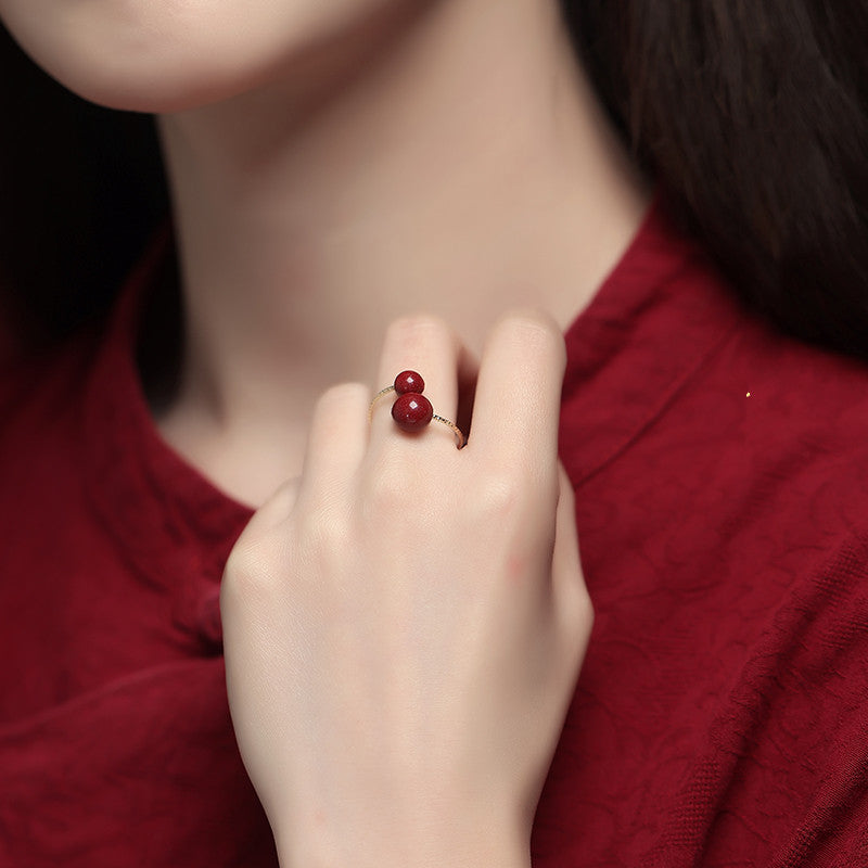Women's S925 Sterling Silver Cinnabar Ring Niche – Gifts for Her — 1