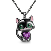 Black Cat Necklace Red Blue Purple White Heart – Jewelry Gift Ideas — 2