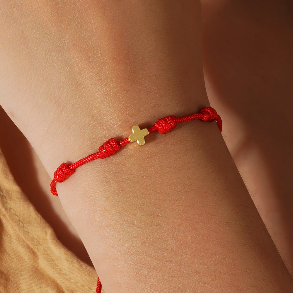 Knotted Copper Cross Bracelet Hand-woven – Jewelry Gift Ideas — 1