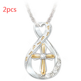 Cross Footprint Diamond Pendant Two Tone – Jewelry Gift Ideas — 2