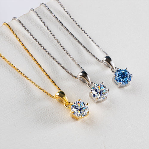 925 Silver Inlaid Round Moissanite Necklace – Jewelry Gift Ideas — 1