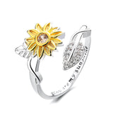 Gold And Silver Two-tone Sunflower Flower Ring – Meaningful Gifts — 9