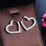 Zircon Inset Love Earrings Geometric Heart Brass Gold – Stylish Gifts — 6