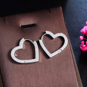 Zircon Inset Love Earrings Geometric Heart Brass Gold – Stylish Gifts — 6