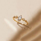 Silver Gold Plated Natural Blue Moonstone Ring – Birthday Gifts — 1