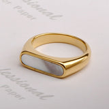 Vintage White Fritillary Titanium Ring Geometric – Small Gift Ideas — 3