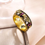 Vintage Multicolor Cutout Flower Ring Plated – Gifts for Couples — 2