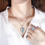 Simulated Aquamarine Pendant Ring Set – Jewelry Gift Ideas — 1