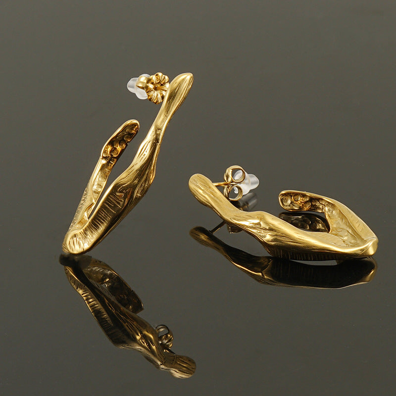 Titanium Steel Irregular Earrings Female 18K Stainless – Stylish Gifts — 1
