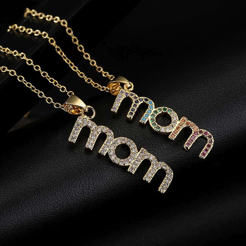 18K Copper Plated Zircon MOM Pendant Necklace – Jewelry Gift Ideas — 1