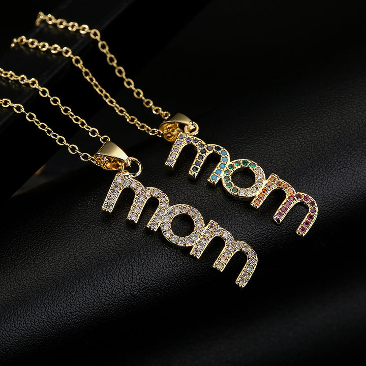 18K Copper Plated Zircon MOM Pendant Necklace – Jewelry Gift Ideas — 1