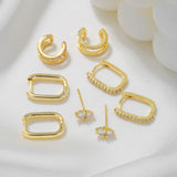 Inlaid Zircon Geometric Versatile Ladies Earring – Jewelry Gift Ideas — 3