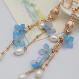 Gradient Color Hydrangea Pearl Tassel Earrings – Unique Gift Ideas — 1