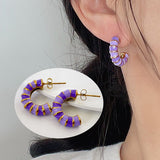 Enamel Drip Glazed Color C- Shaped Bamboo Stud Earrings – Gift Ideas — 4