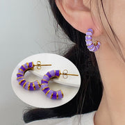 Enamel Drip Glazed Color C- Shaped Bamboo Stud Earrings – Gift Ideas — 4