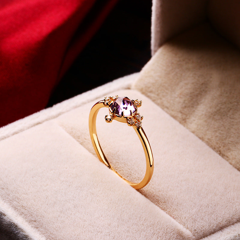 Temperament Natural Amethyst Ring Girl – Gifts for Kids — 1