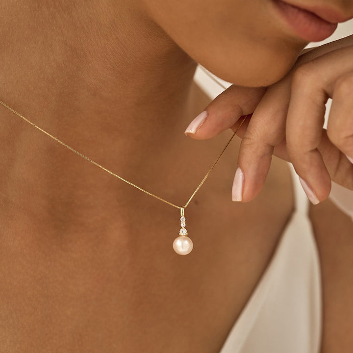 Zircon Pearl Pendant Stainless Steel Thin Chain – Jewelry Gift Ideas — 1