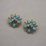 Silver Needle Flower Turquoise Earrings – Practical Gifts — 4