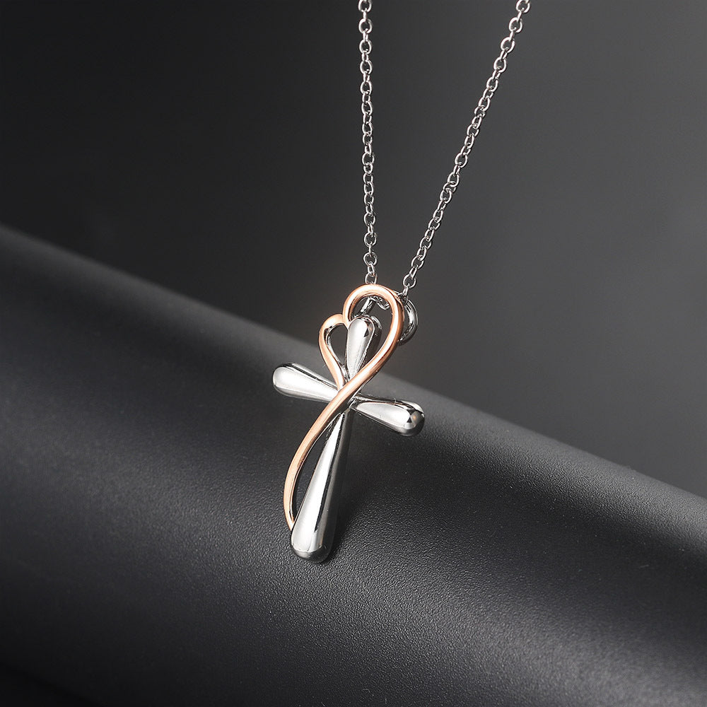 Heart-shaped Cross Necklace Simple Color – Jewelry Gift Ideas — 1