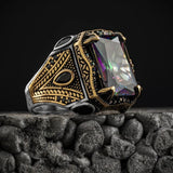 Snakelike Winding Black Flat Gemstone Ring Men's – Gifts for Him — 4