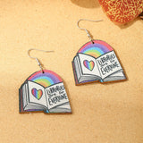 Geometric Rainbow Book Earrings Wooden For Women – Gifts for Her — 5