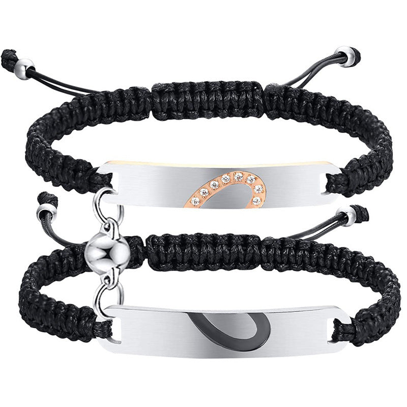 Black Steel Hand Woven Couple Bracelet – Jewelry Gift Ideas — 1