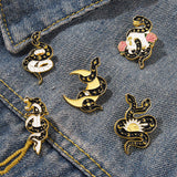 Black Snake Brooch Moon Skull Snake Metal – Jewelry Gift Ideas — 1