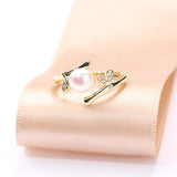 Simple Golden Bamboo Leaf Opening Adjustable Ring – Unique Gift Ideas — 4