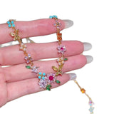 Colorful Rhinestone Flower Necklace Bracelet Stud – Jewelry Gift Ideas — 7