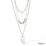 Three-layer Twin Hollow Rectangular White Shell – Jewelry Gift Ideas — 11