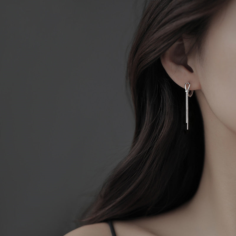 Knotted Tassel Earrings Female Sterling Silver – Gifts for Her — 1
