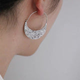 Hammer Surface Oval Earrings Temperament Unique – Holiday Gift Ideas — 3
