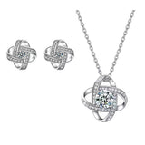 Four Leaf Clover Zircon Necklace Earrings Crystal – Jewelry Gift Ideas — 1