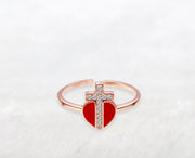 S925 Silver Love Heart Dropper Ring – Gifts for Couples — 5