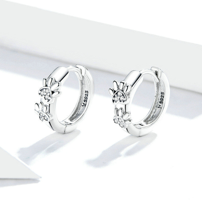 Original Cute Paw Print 925 Sterling Silver Earrings – Birthday Gifts — 1