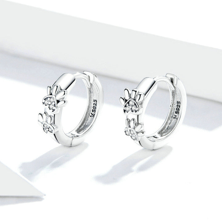 Original Cute Paw Print 925 Sterling Silver Earrings – Birthday Gifts — 1