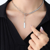 Square Strip Pendant Stainless Steel Necklace – Jewelry Gift Ideas — 4