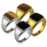 Fashion Simple Tigereye Ring Titanium Steel Ring LR924 – Stylish Gifts — 1
