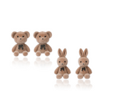 Cute Brown Bear Bunny Flocking Earrings Plush Earrings – Gifts for Her — 2