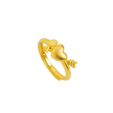 Alluvial Gold Love Heart-shaped Ring Copper Alloy – Gifts for Couples — 2