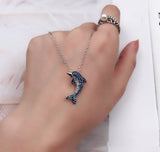 Gradual Flashing Blue Diamond Dolphin Female – Jewelry Gift Ideas — 4