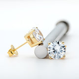 Stud Earrings 925 Sterling Silver 18 Gold Moissanite – Everyday Gifts — 4